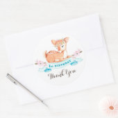 Sticker Rond Woodland Deer premier anniversaire merci autocolla (Enveloppe)