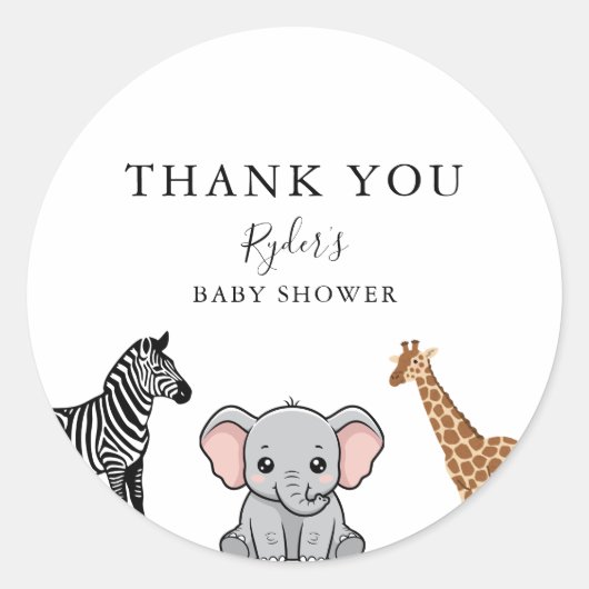 Sticker Rond Woodland Forest Animals Baby Shower (Devant)