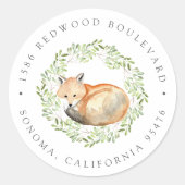 Sticker Rond Woodland Fox Adresse de retour (Devant)