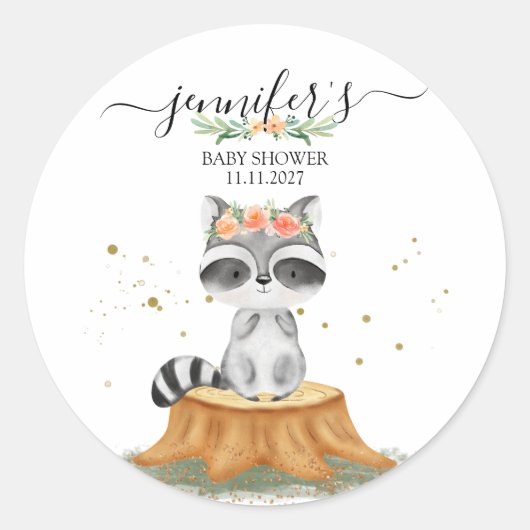 Sticker Rond Woodland Raccoon (Devant)