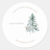 Sticker Rond Woodland Trees Deer White Round Adresse (Devant)