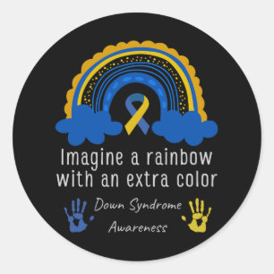 Sticker Rond World Down Syndrome Day Awareness Rainbow Trisomy