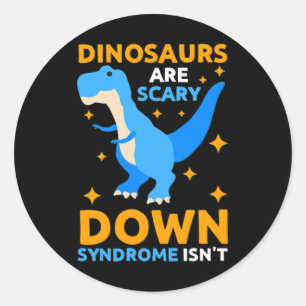 Sticker Rond World Down Syndromes Day Awareness Kids Dinosaures