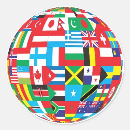 Sticker Rond World Flags, Globe (Devant)