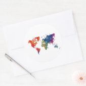 Sticker Rond World map in watercolor (Enveloppe)