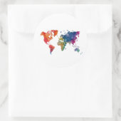 Sticker Rond World map in watercolor (Sac)