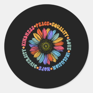 Sticker Rond World Peace Supporter Tournesol Floral tenue type