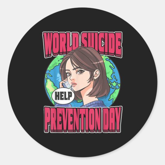 Sticker Rond World Suicide Prevention Day Awareness September 1 (Devant)