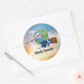 Sticker Rond World Traveller, Design 2, (Enveloppe)