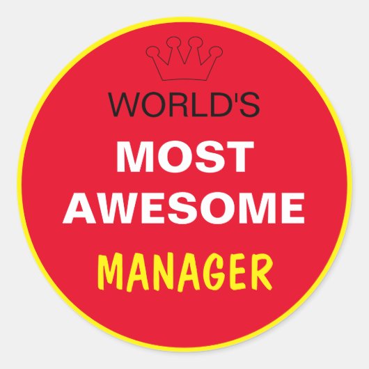 Sticker Rond Worlds Most Awesome - MANAGER / the best one (Devant)