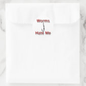 Sticker Rond Worms Hate Me red (Sac)