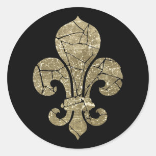 Sticker Rond Worn Fleur De Lis