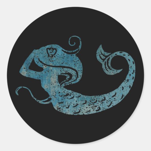 Sticker Rond Worn Mermaid (Devant)