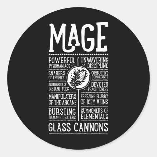 Sticker Rond Wow Mage Joueur de rôle (Devant)
