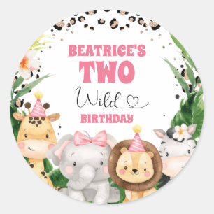 Sticker Rond Wreath Cheetah Print Safari Anniversaire