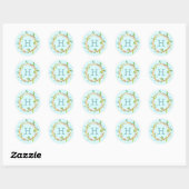 Sticker Rond Wreath d'aquarelle | Monogramme personnalisé (Feuille)