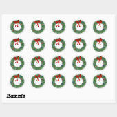 Sticker Rond Wreath de Noël (Feuille)