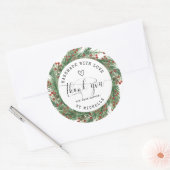 Sticker Rond Wreath de vacances fait main avec amour merci (Enveloppe)