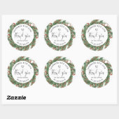 Sticker Rond Wreath de vacances fait main avec amour merci (Feuille)