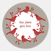 Sticker Rond Wreath d'oiseaux Photo moderne Scandi (Devant)