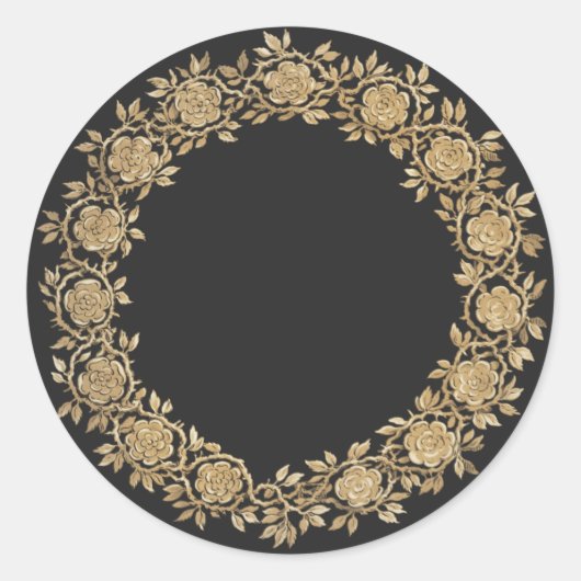 Sticker Rond Wreath Floral Or (Devant)