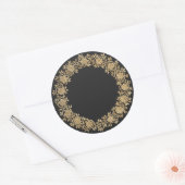 Sticker Rond Wreath Floral Or (Enveloppe)
