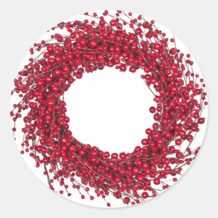 Sticker Rond Wreath Red Berry