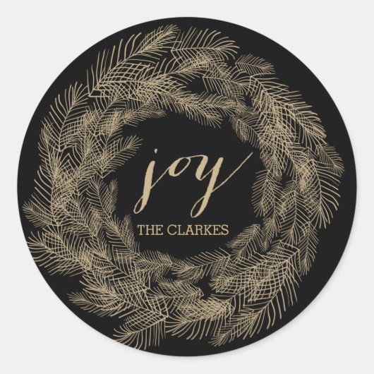 STICKER ROND WREATING FOLIAGE HIVER | STYLISH HOLIDAY CADEAUX T (Devant)