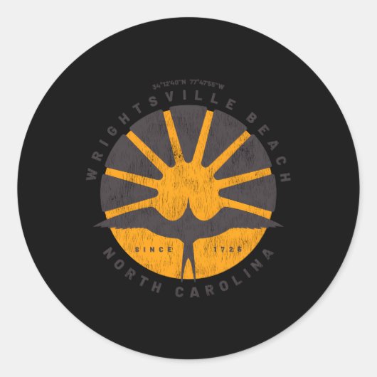 Sticker Rond Wrightsville Beach Nc Vacances Sunrise Seagull (Devant)