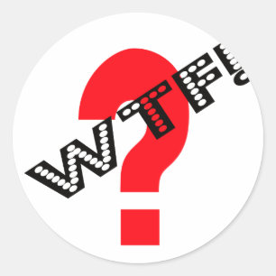 Sticker Rond WTF avec point d'interrogation