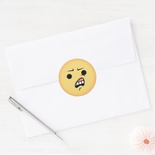 Sticker Rond WTF Emoji (Enveloppe)