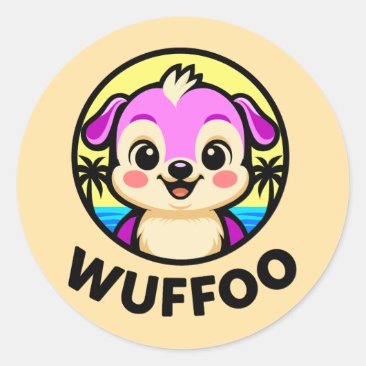 Sticker Rond Wuffoo Adventures Cute Kawaii Puppy animation (Devant)