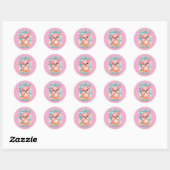 Sticker Rond Wuffoo Shelly Kawaii Puppy Tropical Island (Feuille)