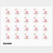 Sticker Rond WW - Drôle Flamant rose dessin d'art primitif (Feuille)