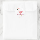 Sticker Rond WW - Drôle Flamant rose dessin d'art primitif (Sac)
