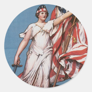 Sticker Rond WWI Poster Liberty appelle Vintage