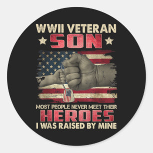 Sticker Rond Wwii Vétérinaire Fils J'Ai Été Élevé Par Mon Héros