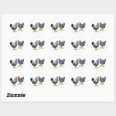Sticker Rond Wyandottes Paire en argent (Feuille)