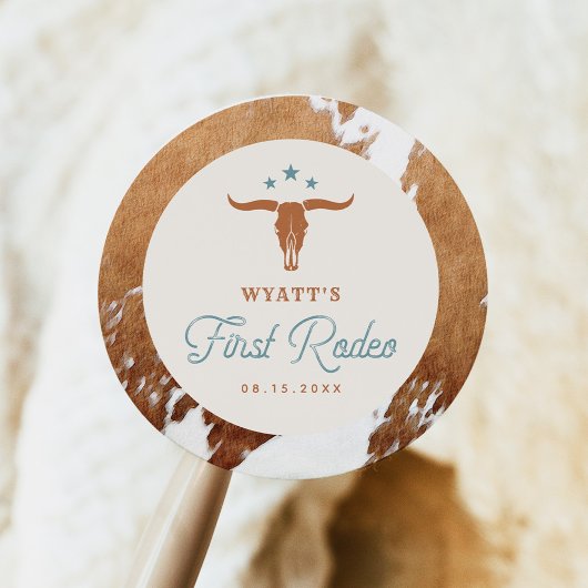 Sticker Rond WYNONA Premier Rodéo Cowboy fête d'anniversaire