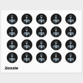 Sticker Rond X-Ray Vision Blue Single Skeleton (Feuille)