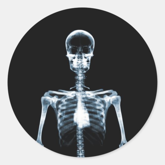 Sticker Rond X-Ray Vision Blue Single Skeleton (Devant)