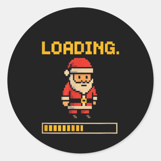Sticker Rond Xel Santa Loading Retro Christmas Gamer Shirt  (Devant)