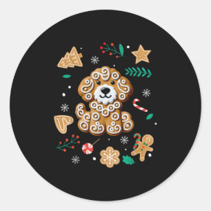 Sticker Rond Xmas Chien pain d'épices Goldendoodle Golden Doodl