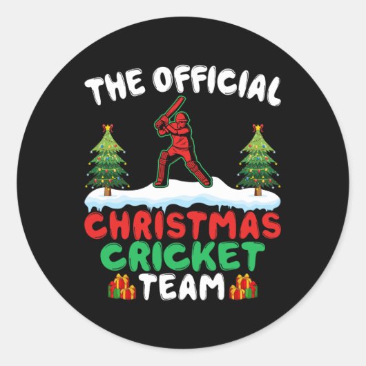 Sticker Rond Xmas Cricket Player Coach - Funny Cricket Lover Ch (Devant)
