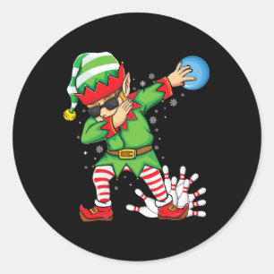 Sticker Rond Xmas Dabbing Elf Bowling Ll Et Pins Christmas Bow
