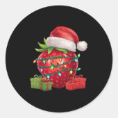 Sticker Rond Xmas Lighting Santa Hat Strawberry Christmas (Devant)