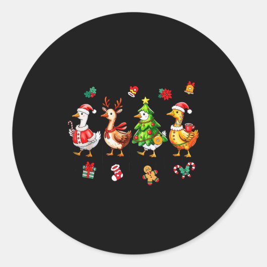 Sticker Rond Xmas Santa Gingerbread Goose Merry Christmas Men W (Devant)