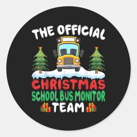 Sticker Rond Xmas School Bus Monitor Team School Bus Monitor (Devant)