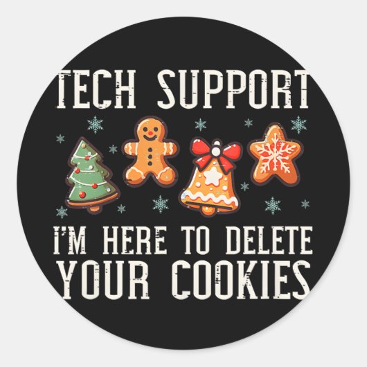 Sticker Rond Xmas Tech Support Christmas Cookies Women Men (Devant)