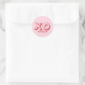 Sticker Rond XO embrasse et embrasse rose rouge moderne texte p (Sac)
